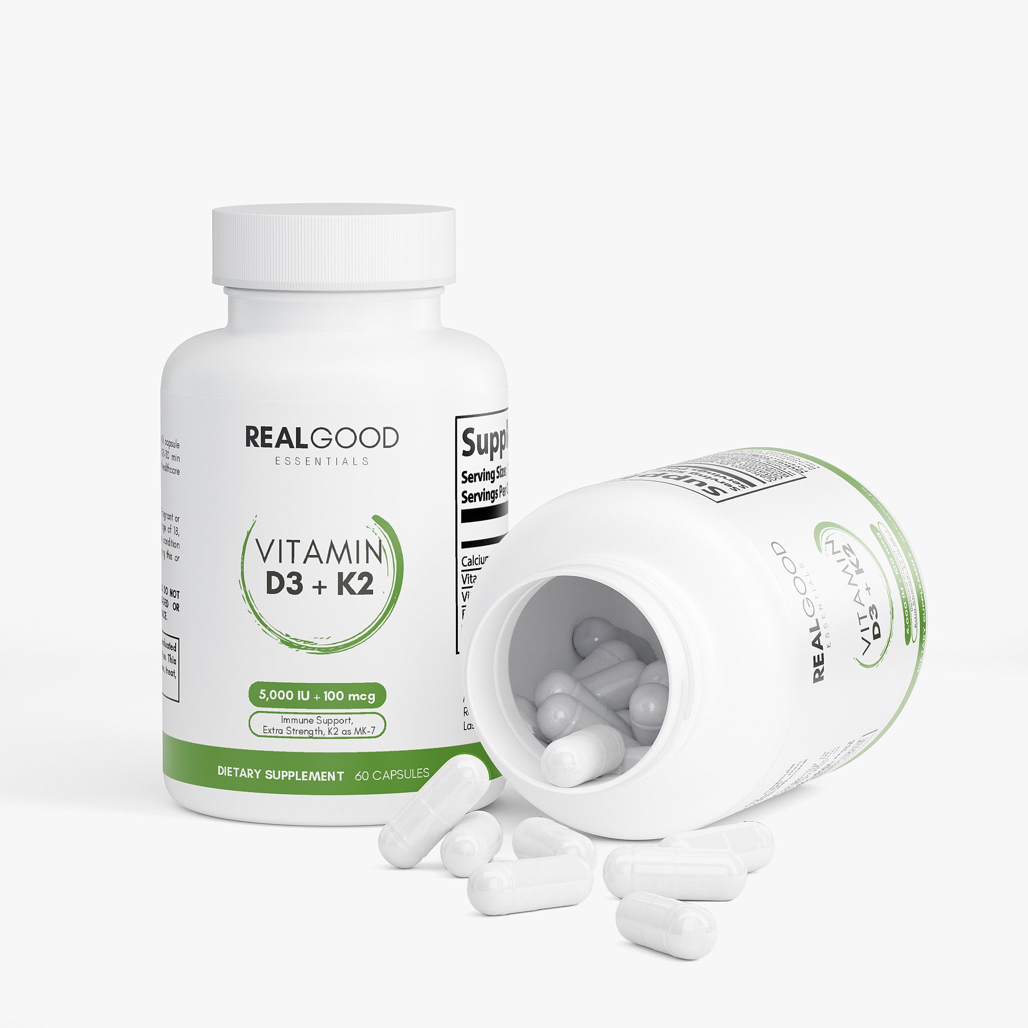 Vitamin D3 & K2 (MK7) | 5,000 IU + 100 mcg | 60 Veggie Capsules