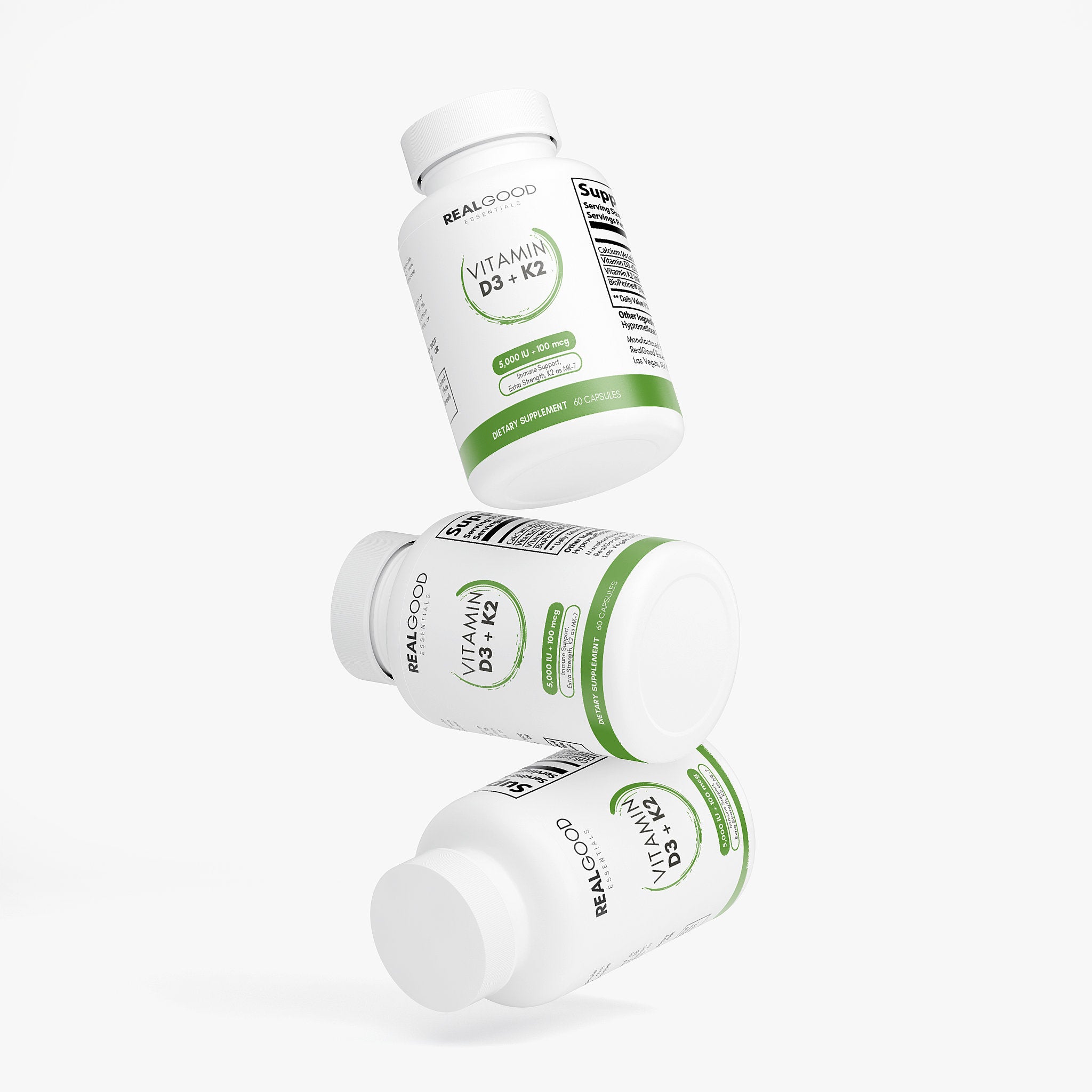 Vitamin D3 & K2 (MK7) | 5,000 IU + 100 mcg | 60 Veggie Capsules