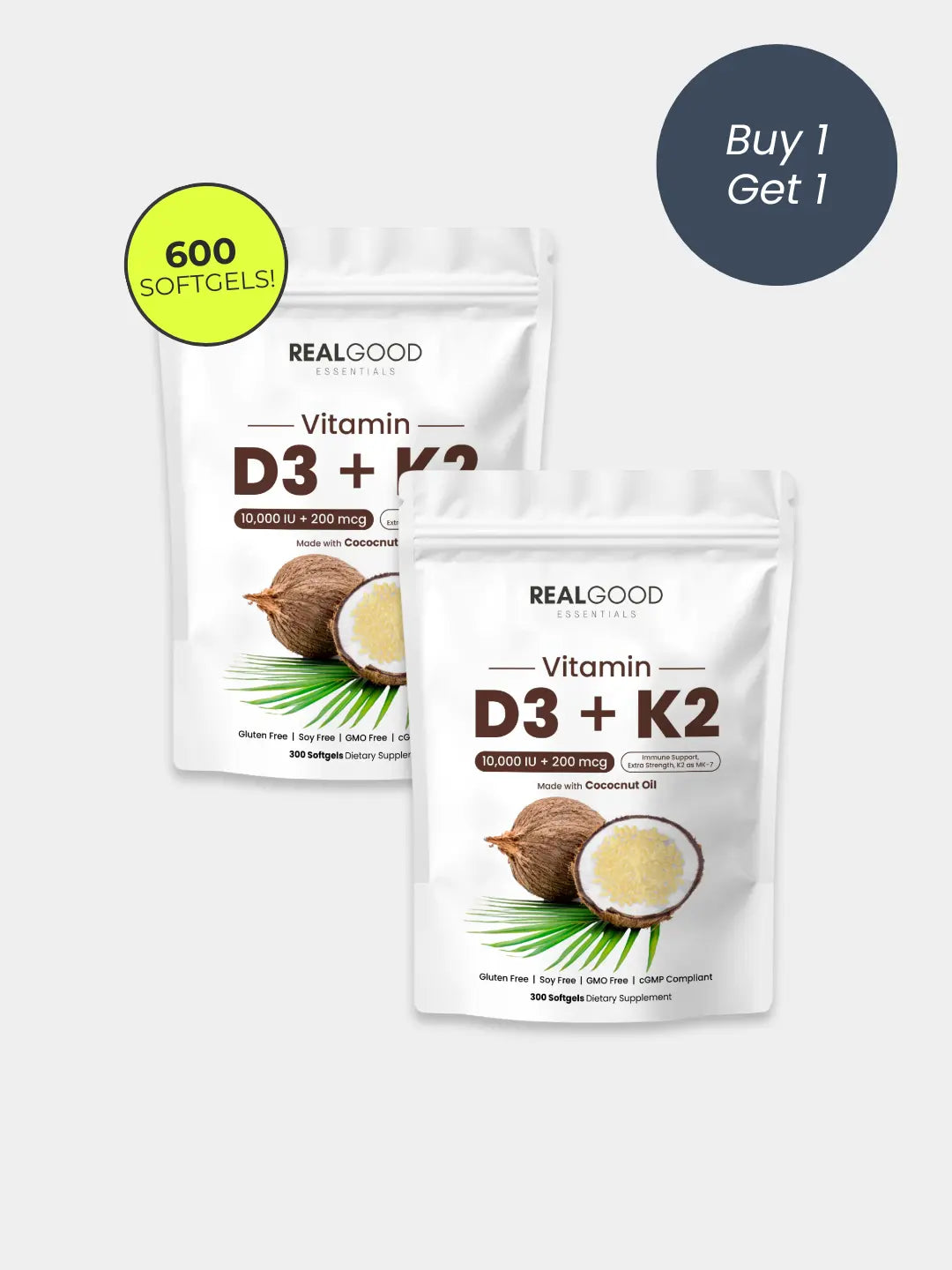 D3+K2 (MK7) Coconut Oil Softgels