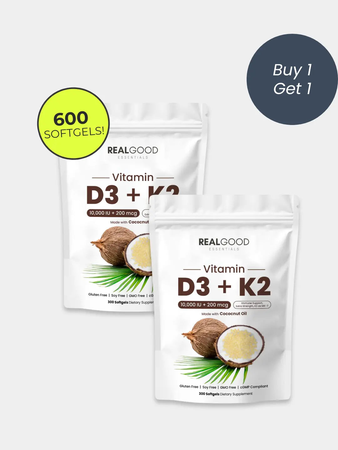 D3+K2 (MK7) Coconut Oil Softgels