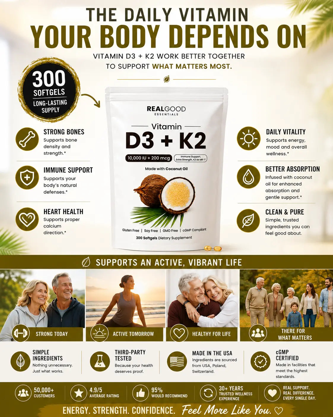 D3+K2 (MK7) Coconut Oil Softgels