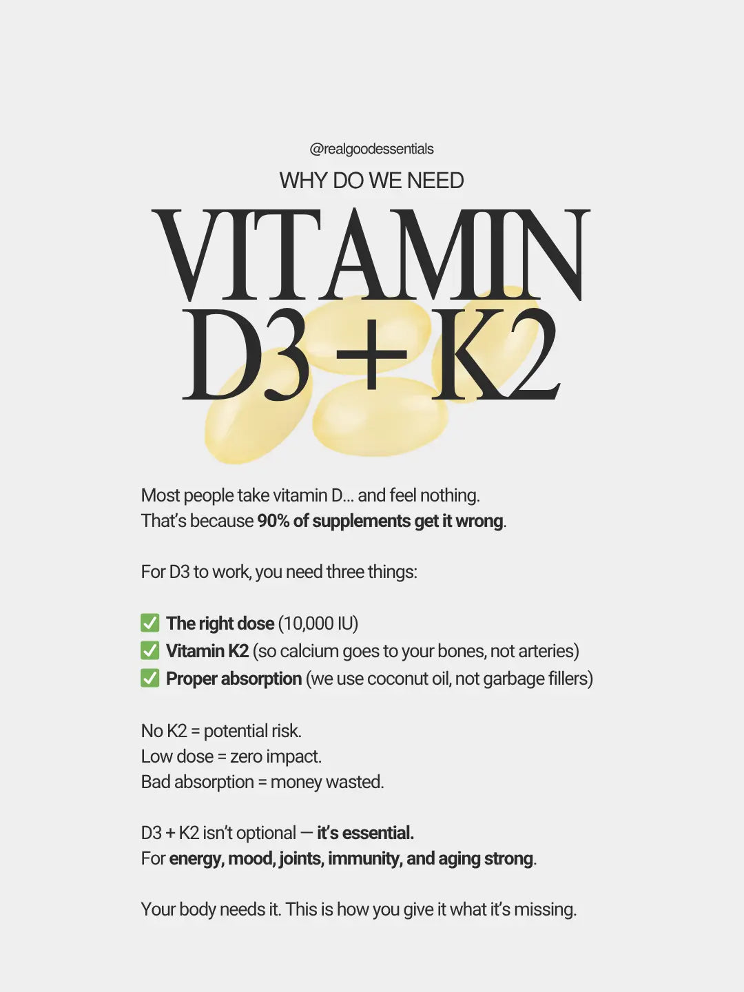 D3+K2 (MK7) Coconut Oil Softgels - 300 Capsules